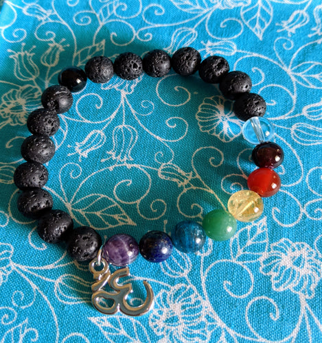 Essential Oil Chakra Diffuser Bracelet, Lava Beads